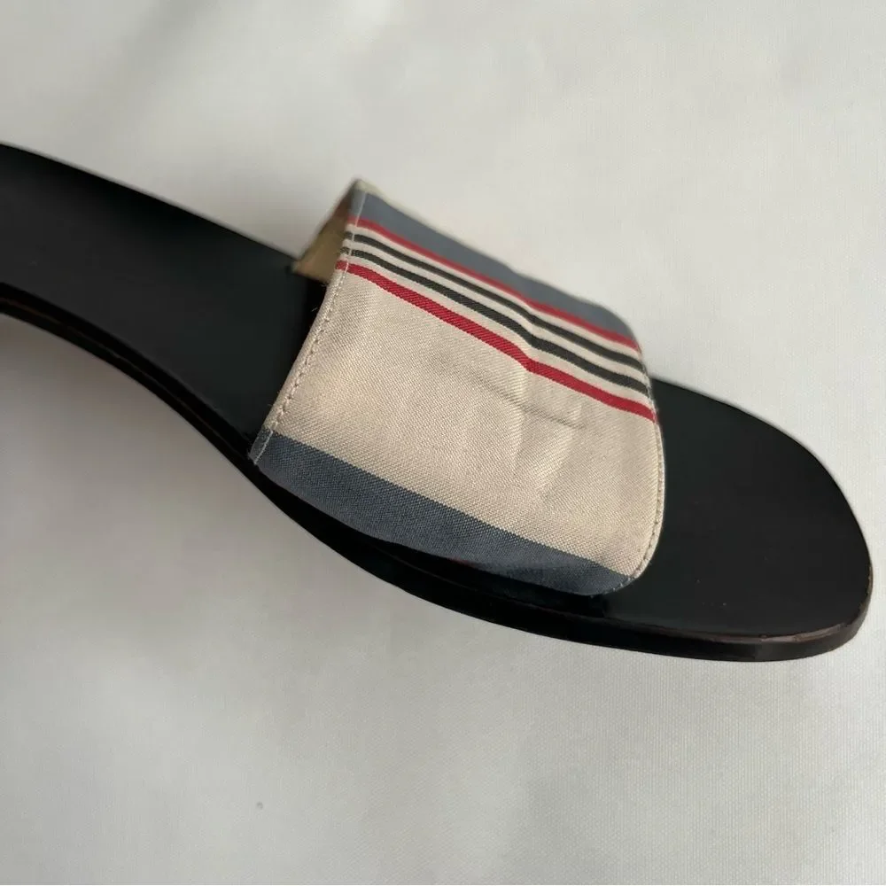 Kate Spade New York Mirabel Sarat Striped Canvas Fabric Heeled Sandals Size 6.5M